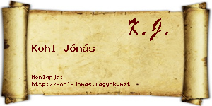 Kohl Jónás névjegykártya